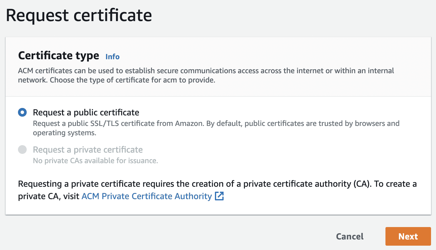 ACM public certificate
