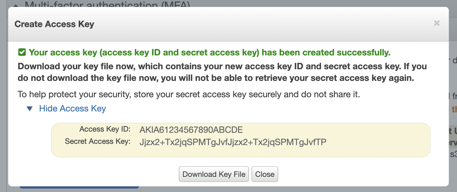 Access Key Created
