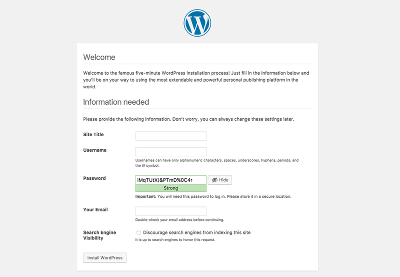 wordpress setup