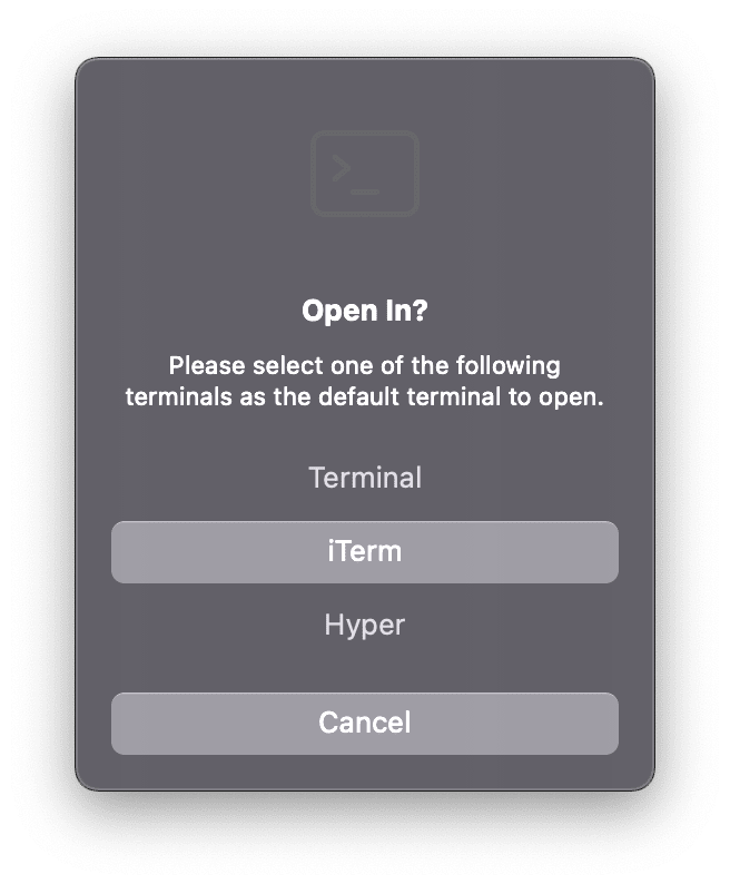 OpenInTerminal Select