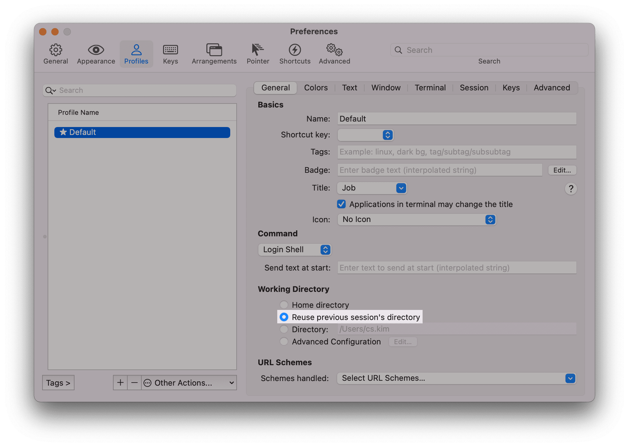 iTerm2 Profile(General)
